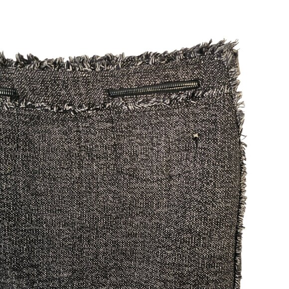 Nine West Black White Tweed Fringe Mini Skirt Sz 4 Cotton Blnd Textured Lined - Picture 10 of 10